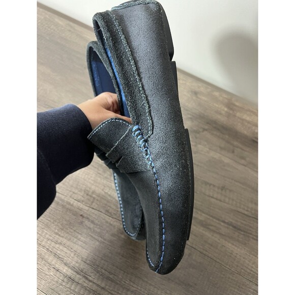 Donald J Pliner Varran Loafers Men Size 11 Black Blue Stitch Pebble Suede main image 3
